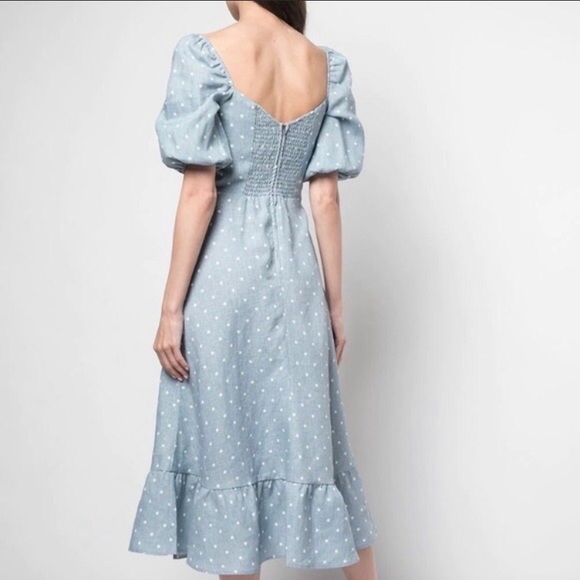 Reformation Light Blue Polka Dot Dress - Picture 2 of 7